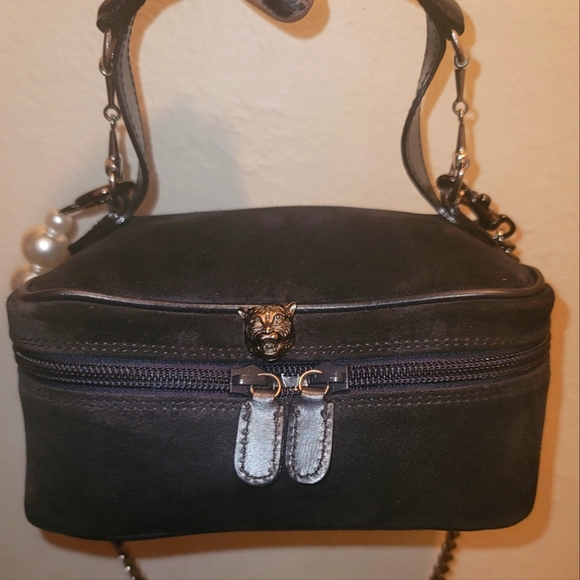 Gucci Horsebit Suede Animalier Vanity Train Case Shoulder Toiletry Mini Handbag - Picture 5 of 16